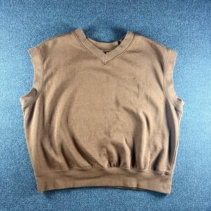 H&M Divided Mens Brown V-Neck Sweatshirt Vest Des Sports Logo Size M